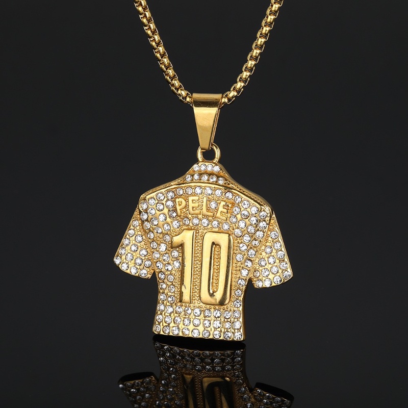 [Z H Perhiasan] Retro 18K Emas Generasi Bola King Bailey 10jersey Liontin Fashion Pria Anti Karat Kalung Liontin Hip Hop Pesta Baja Titanium Perhiasan Aksesoris