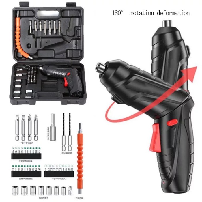 Mesin Bor Cordless Mini 47pcs Set 4.2V Kunci Screwdriver Koper