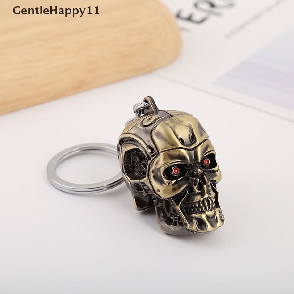 Gentlehappy Vintage Charm Terminator Skull Head Keychain Fashion Liontin keyring Kunci Mobil id