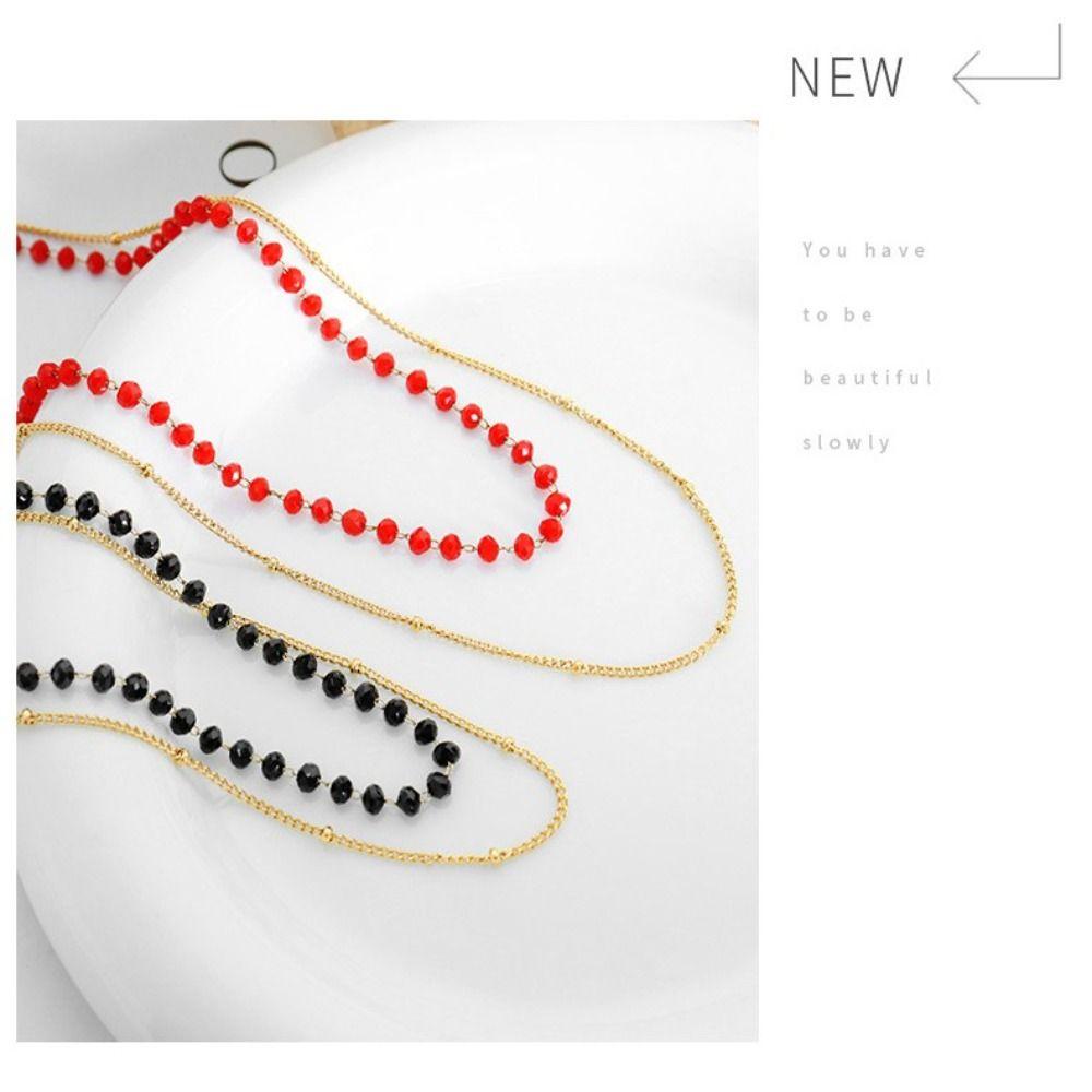 Kalung Choker Nanas Fashion Double Layer Manik-Manik Kaca Choker Tulang Selangka