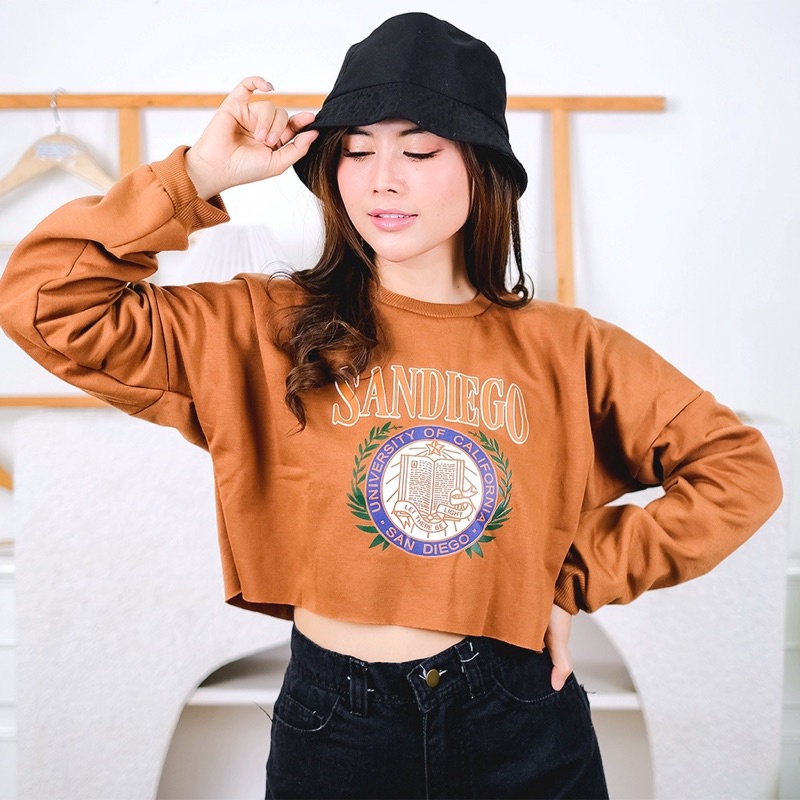 BEFAST - ZGW SWEATER LIA / Sweater Crop SANDIEGO Fleece (LD 110, P 43) / Atasan Wanita lengan Panjang / Sweater Motif Lucu / OOTD Wanita Remaja ABG Trendy / Pakaian Casual Wanita / Sweater Crop Kekinian