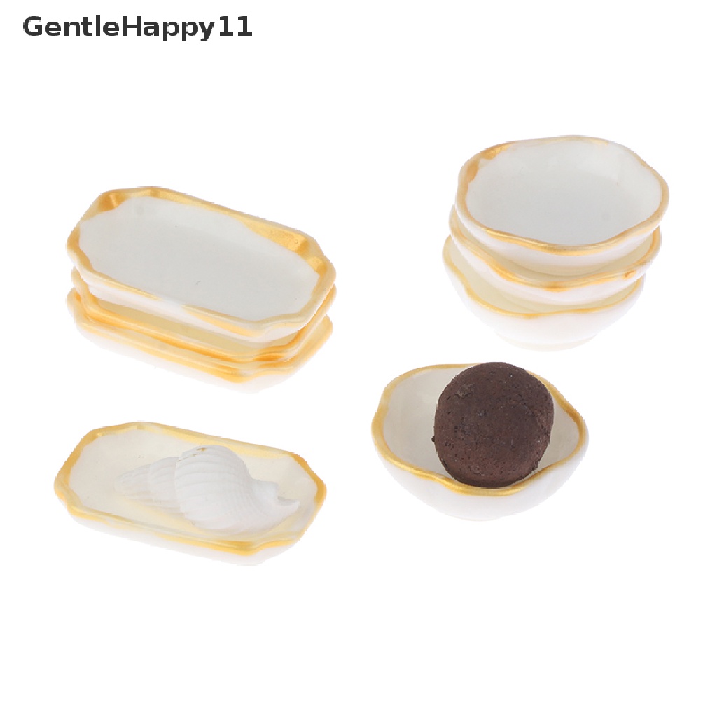 Gentlehappy 4pcs1: 12rumah Boneka Miniatur Mangkuk Piring Nampan Makanan Kue Dessert Pastry Dishes Model Dapur Dekorasi Mainan Aksesoris Rumah Boneka id