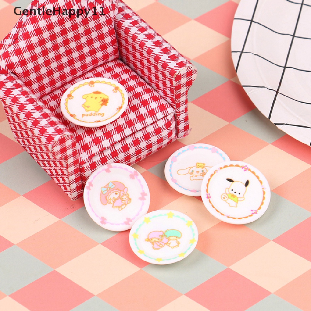 Gentlehappy 5pcs 1: 12rumah Boneka Miniatur Kartun Piring Simulasi Dapur Piring Dekorasi Mainan id