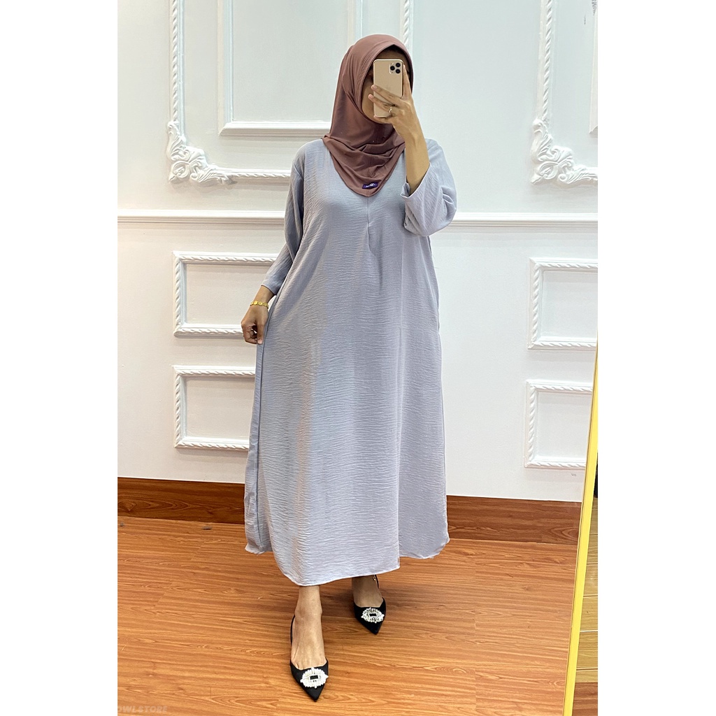 Daster Crinkle Kekinian Lengan 3/4 Busui Friendly - Owl Store