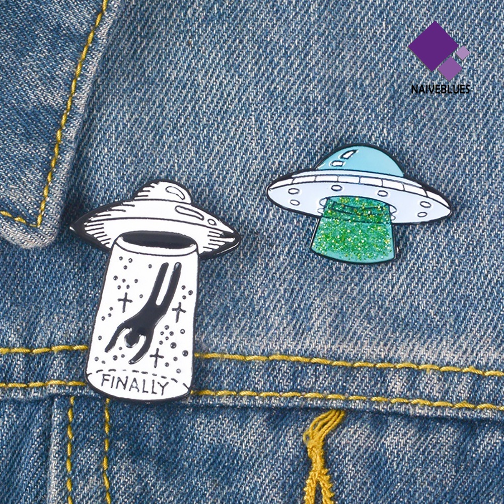 &lt; Naiveblues &gt; Fashion Huruf Inggris Akhirnya UFO Lencana Alloy Pin Pakaian Perhiasan