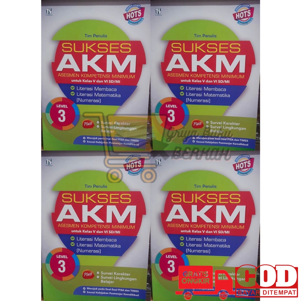 Buku SUKSES AKM Asesmen Kompetensi Minimum Level 3 Kelas 5 6 V VI SD/MI HOTS - Penerbit Tiga Serangk