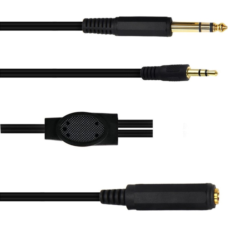 Cre Spliter Cable 6.35mm Female to 6.35mm Male+3.5mm Male Headphone Cable Kabel Untuk Gitar, Perangkat Laptop