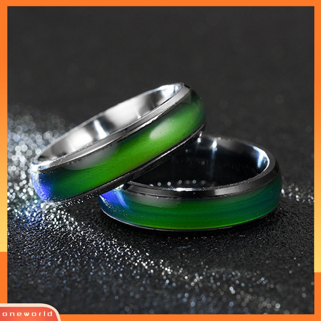 [EONE] Cincin Couple Berubah Warna Electroplating Temperature Sensing Sealing Glaze Hadiah Anniversary Bebas Alergi Tidak Luntur Suhu Klasik Mood Ring Untuk Pakaian Sehari-Hari