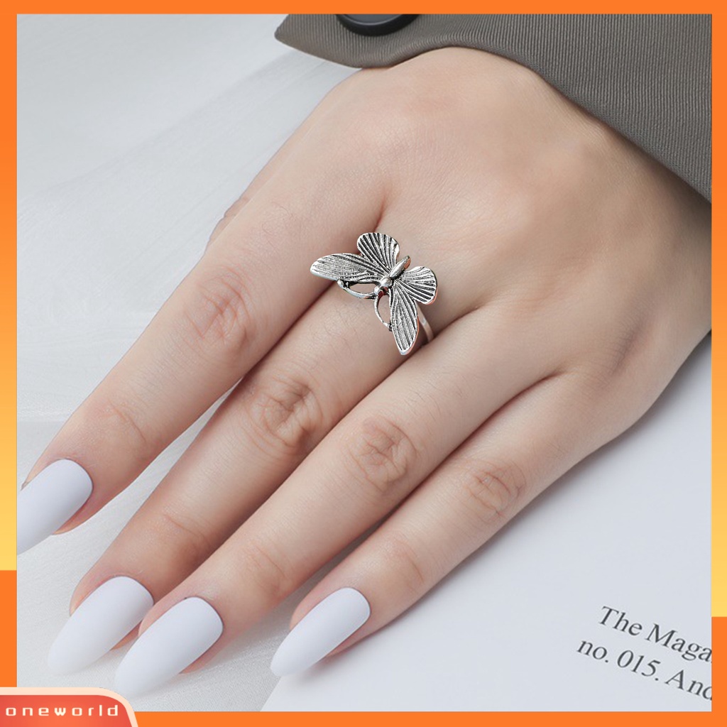 [EONE] Wanita Cincin Kepribadian Hias Gaya Eropa Fashion Retro Skeleton Silvering Finger Ring Untuk Pakaian Sehari-Hari