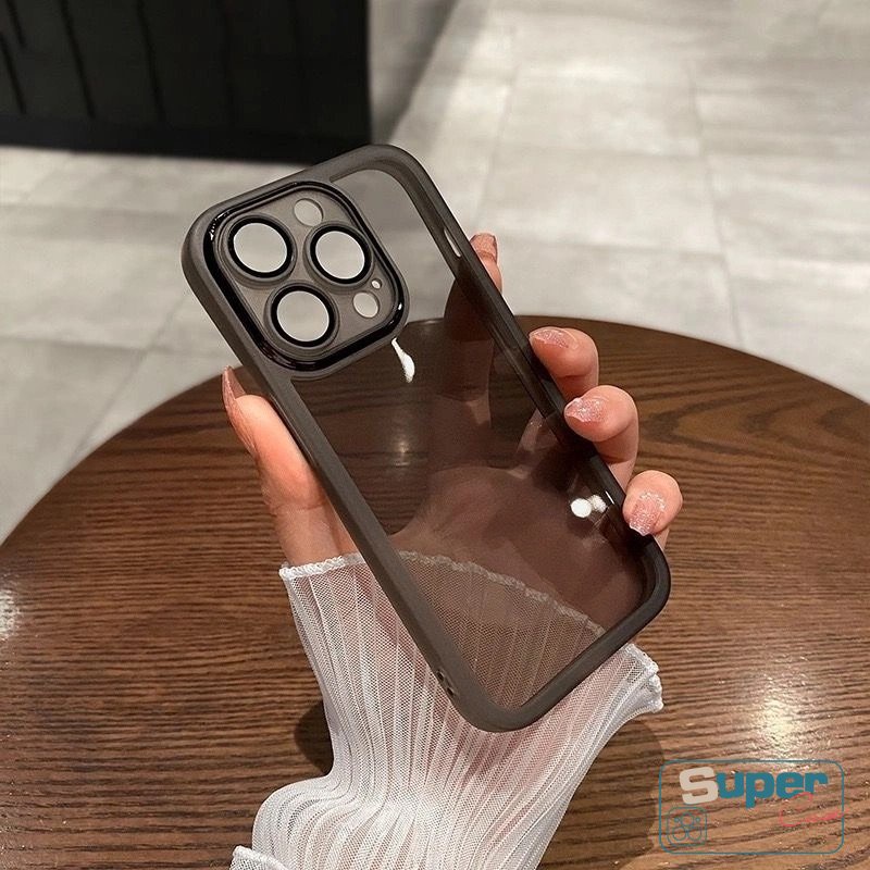 Plating Metal Len Pelindung Lensa Kamera Phone Case Kompatibel Untuk iPhone 7Plus XR 11 13 14 12 11 Pro Max 8Plus X XS Max 7 8 Plus Mewah Simple Shockproof Soft Back Cover Shell