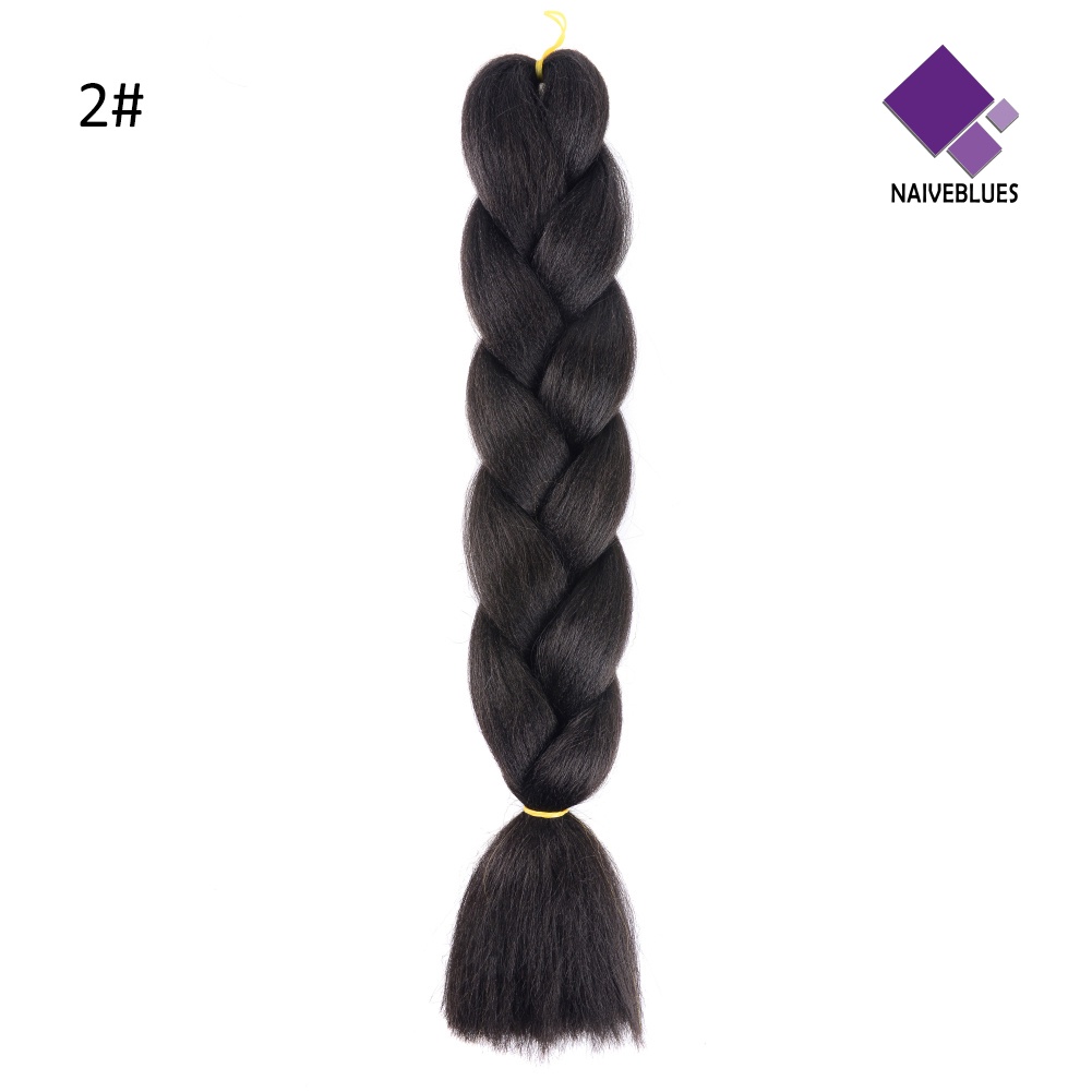 &lt; Naiveblues &gt; Ekstensi Rambut Sintetis Warna Solid Kepang Afrika Crochet Ponytail