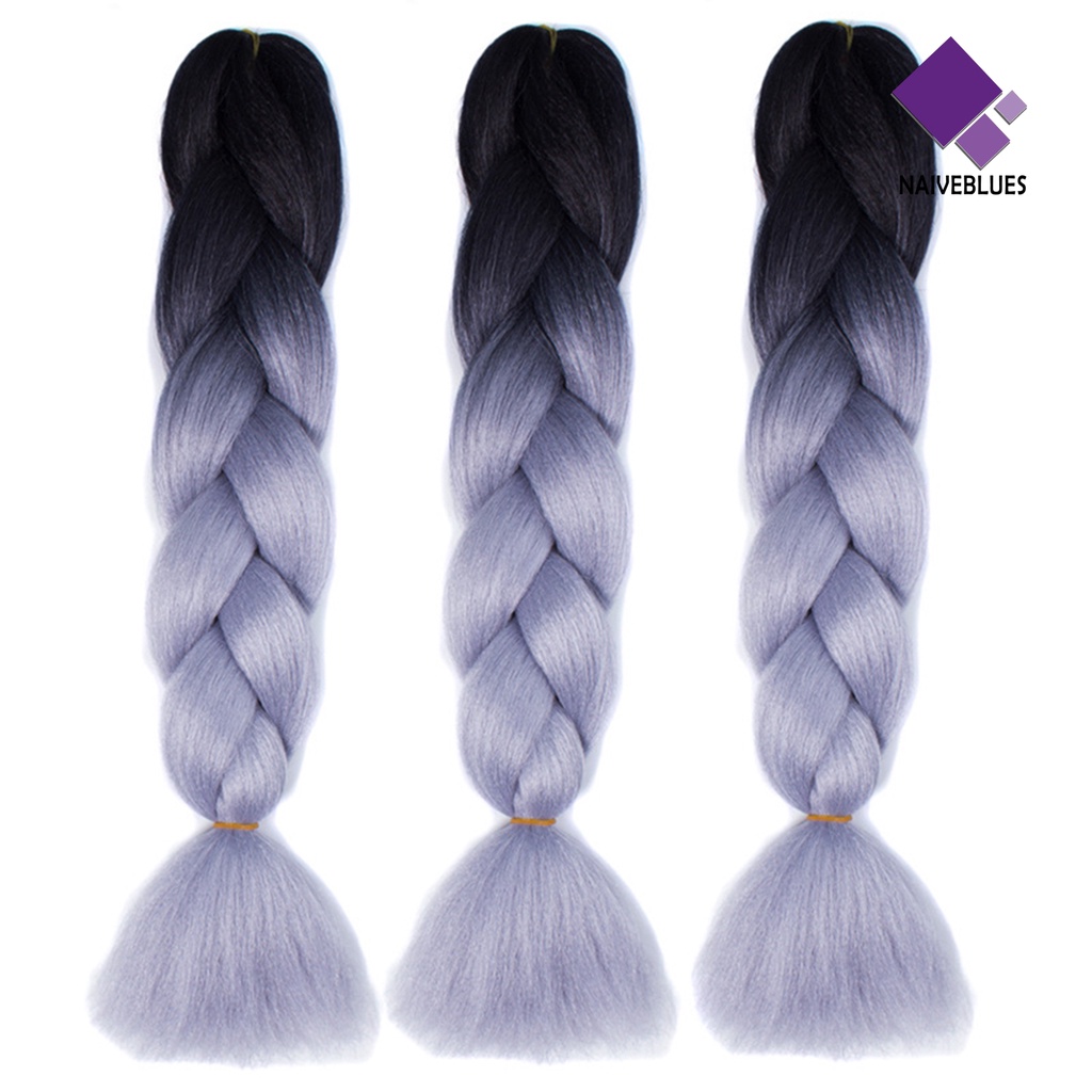 &lt; Naiveblues &gt; Wig Warna Gradasi Wanita Fashion Braided Hair Extension Club