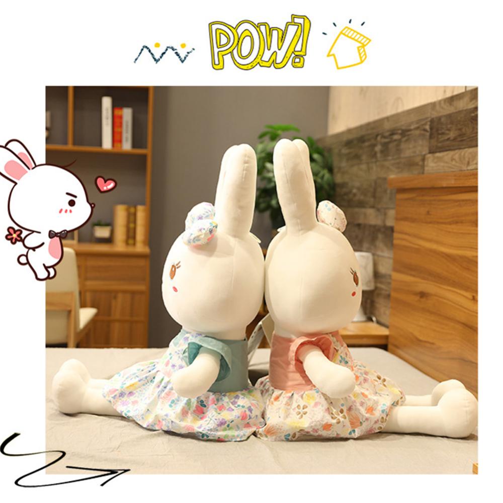 Timekey 60cm Kelinci Lucu Mainan Mewah Dengan Simpul Busur Telinga Panjang Boneka Lembut Boneka Bunny Doll Mainan Tidur Anak Perempuan Anak Bayi Plush Animal Birthday Toy B2P3