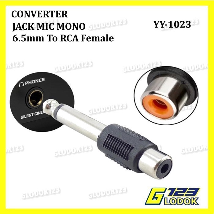 Converter Jack Akai Mono Stereo 6.5mm To RCA Sambungan Jek Mic Gitarr