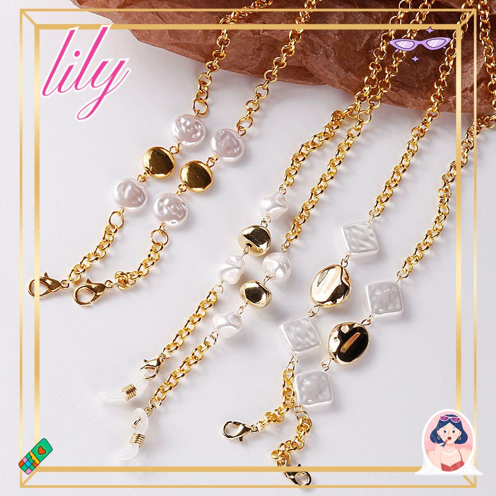 Lily Rantai Mutiara Wanita Lanyard Pemegang Tali Leher Kacamata Rantai