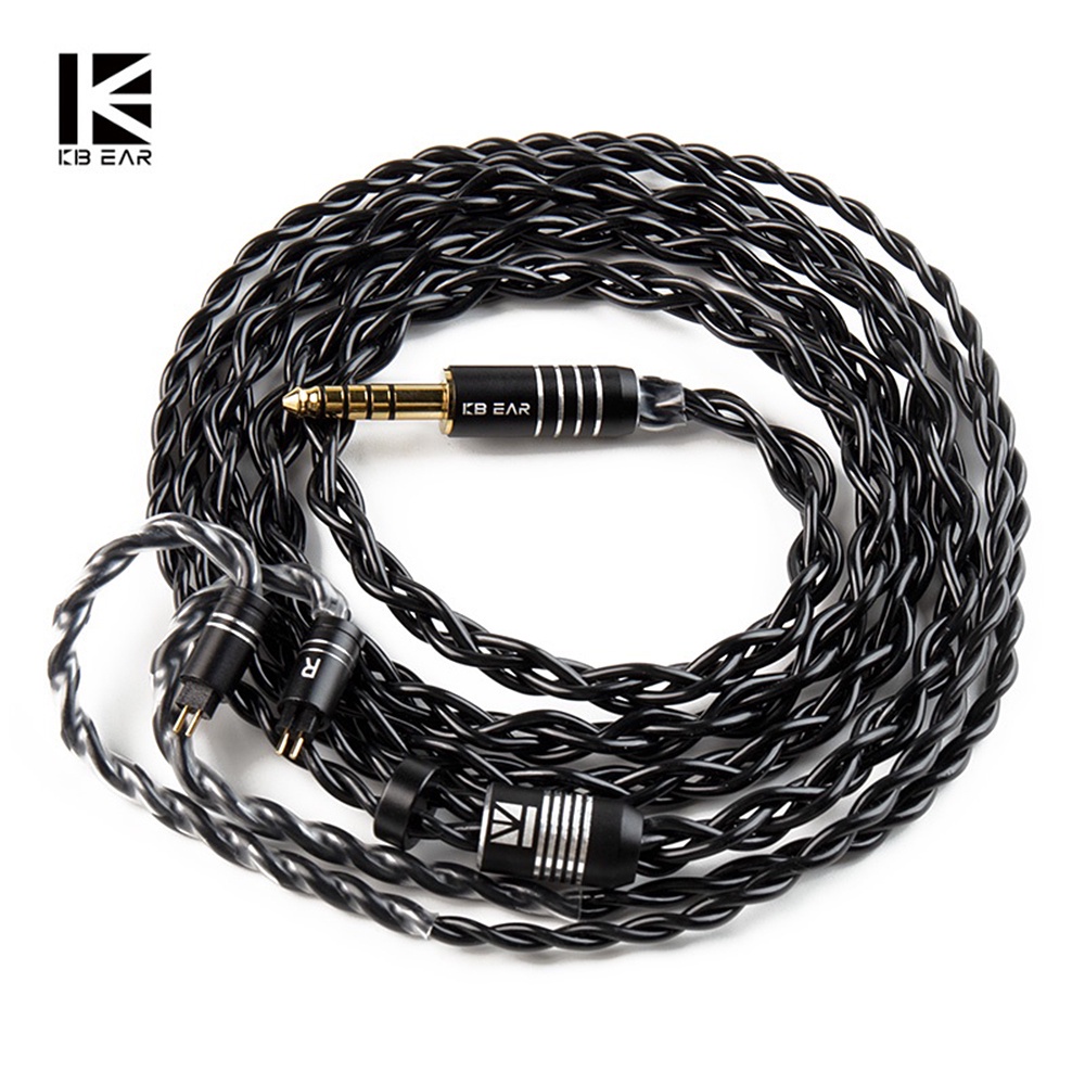 Kbear Kabel Earphone Blade Hitam 4core Furukawa C2200 Brass Alloy Earbuds Cable 2.5/3.5/4.4mm Dengan 0.78mm/MMCX Konektor Line