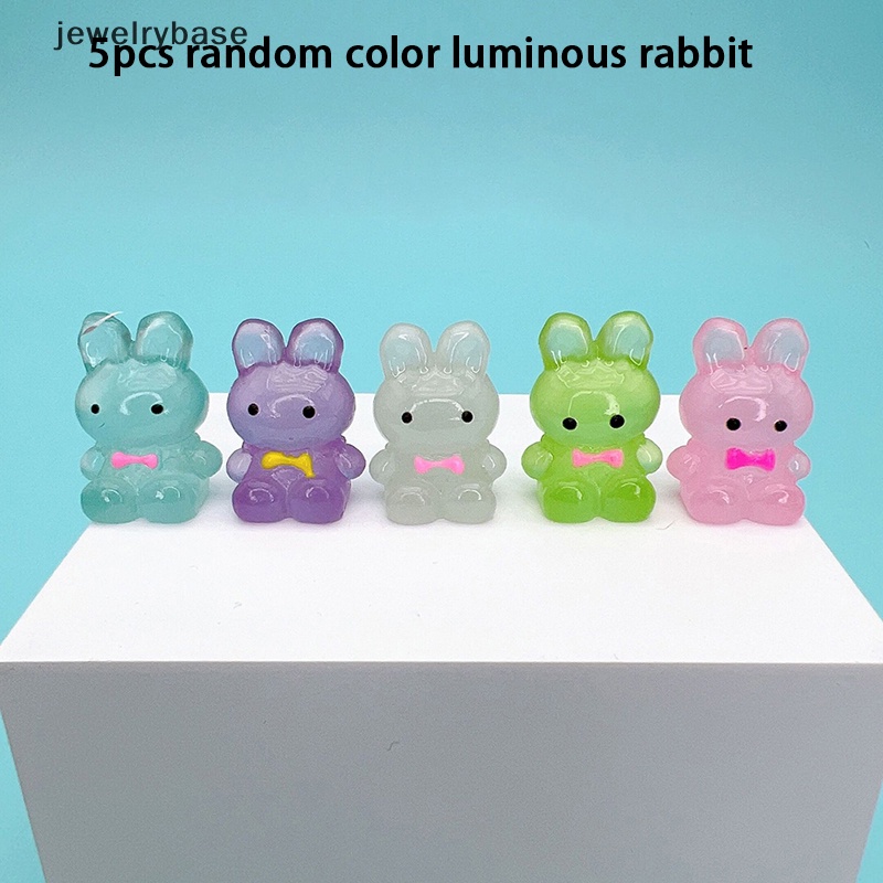 [jewelrybase] 5pcs Miniatur Bercahaya Kartun Kelinci Lucu Ornamen Resin Mobil Rumah Dekorasi Butik