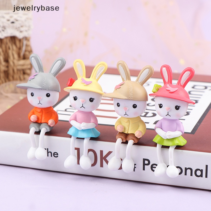 [jewelrybase] Patung Dekorasi Lanskap Miniatur Kelinci Kaki Panjang Resin Lucu Home Decor Boutique