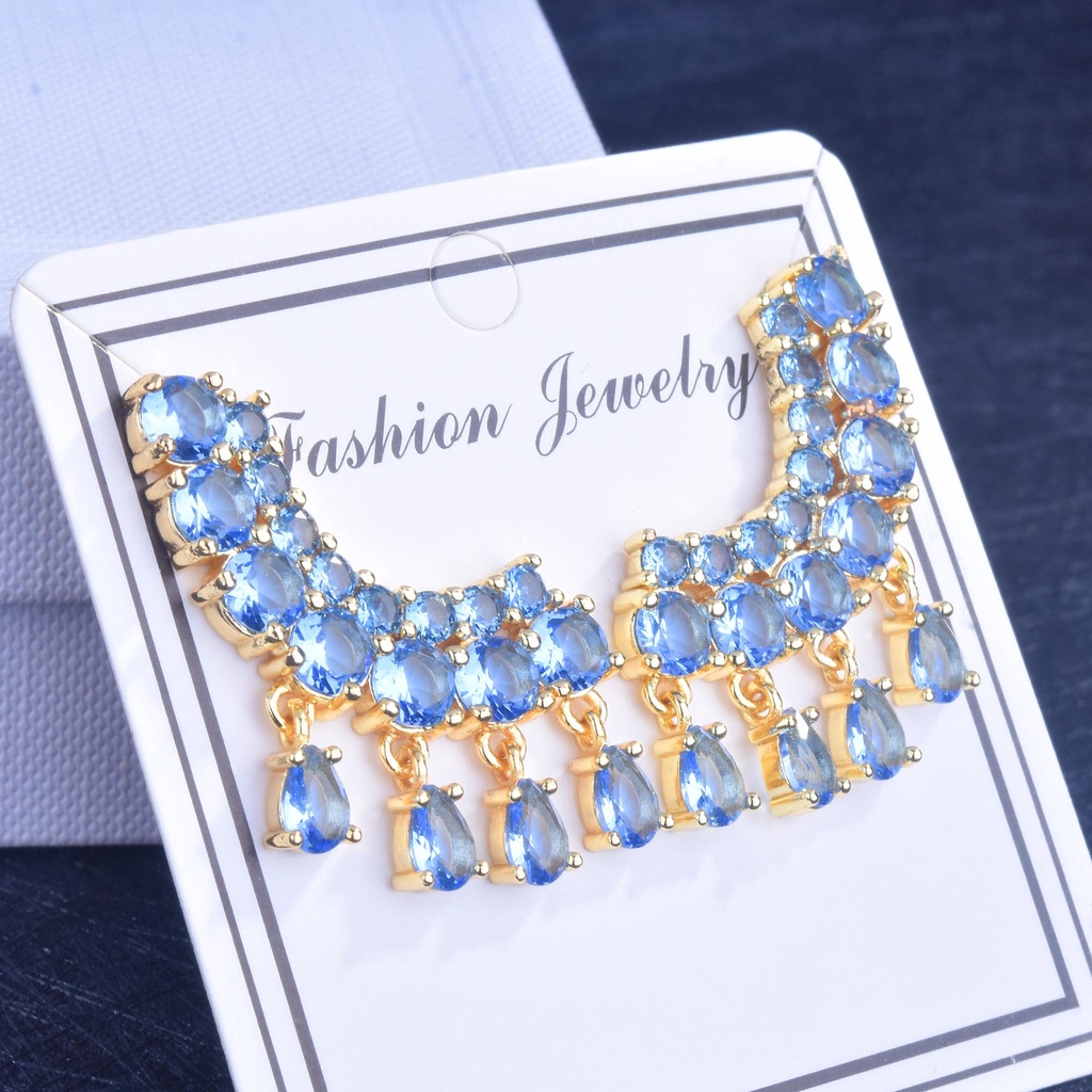 Goldkingdom Fashion Perhiasan Aksesoris Ready Stock Rumbai Zirkon Ins Anting Minimalis Wanita Perak Murni Anting Minimalis