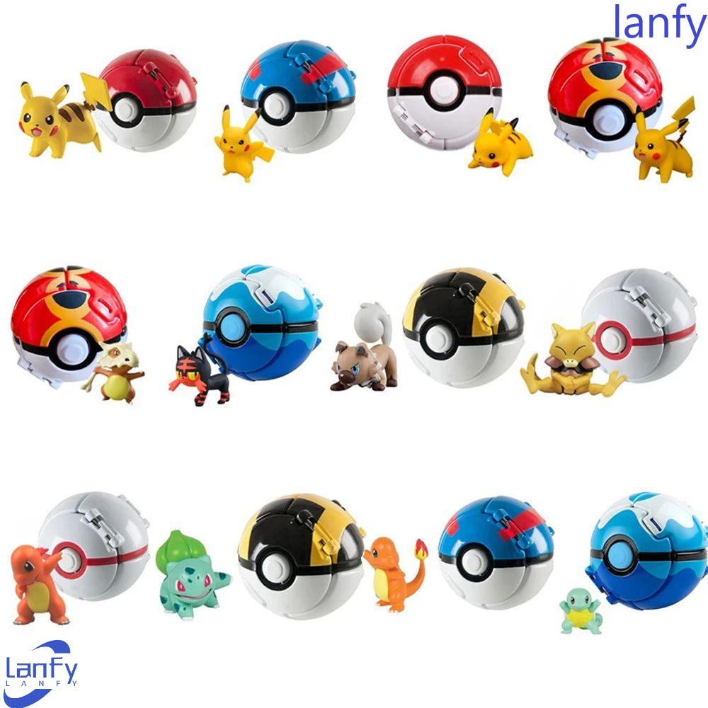 Lanfy Mainan Action Figure Pokemon Pikachu Elf Ball Squirtle Charmander Vulpix Untuk Anak