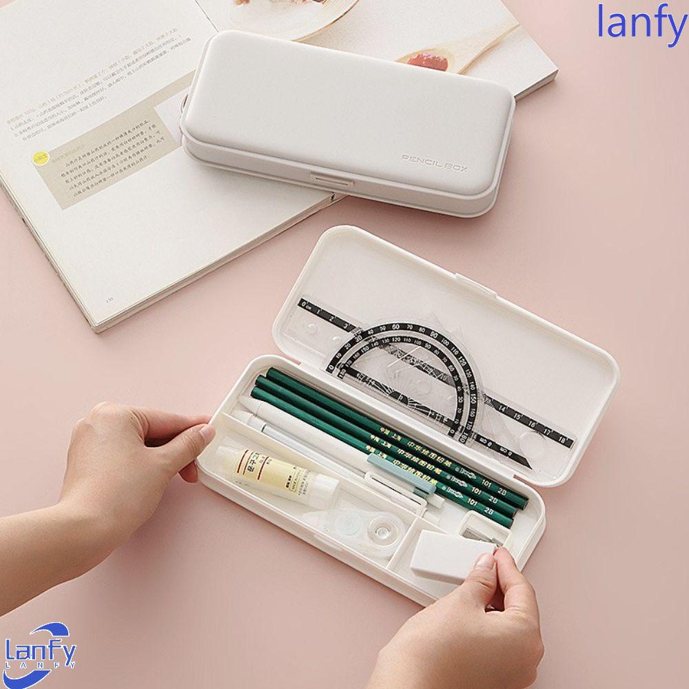 Lanfy Kotak Pensil Kawaii Morandi Color Desktop Storage Gaya Korea Siswa Stationary