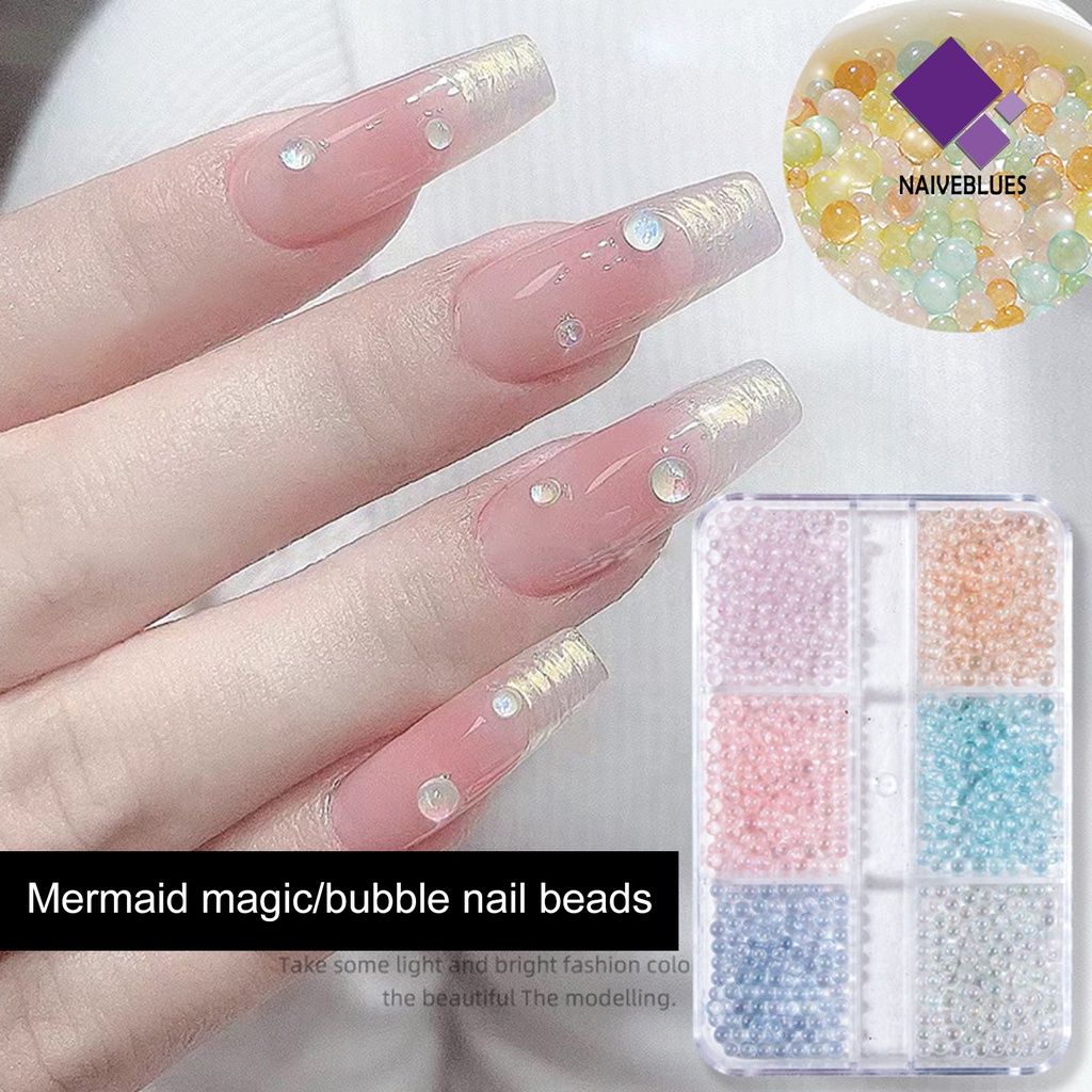 [naiveblues] 1kotak Manicure Decor Sparkling Ukuran Campur Vibrant Mempesona Aplikasi Efek Visual Dekoratif