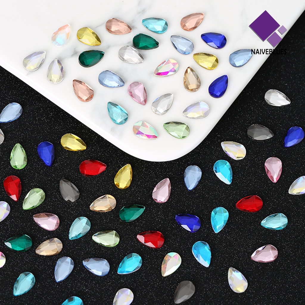 [naiveblues] 50 Pcs Manicure Berlian Palsu Bersinar Tiga Dimensi Flat Bottom Sparkling Fat Drop Art Irregular