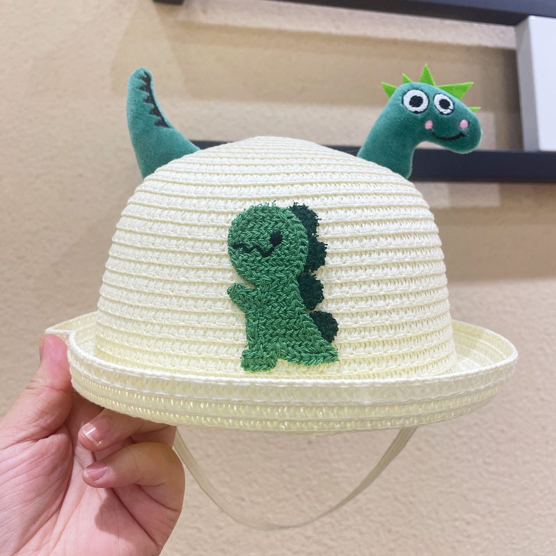 Topi Jerami Anak-Anak Lucu Pelindung Matahari Dan Tabir Surya Bayi Dinosaurus Kartun Fisherman Hat