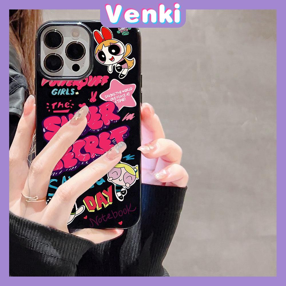 VENKI - For iPhone 11 iPhone Case Black Pink Glossy TPU Soft Case Shockproof Protection Camera Cute Cartoon Compatible with iPhone 13 Pro max 12 Pro Max  xr xs max 7Plus 8Plus
