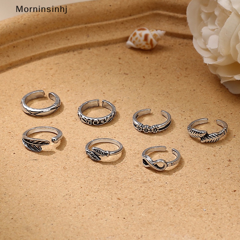 Mornin 6Pcs /Set Cincin Kaki Terbuka Adjustable Toe Rings Motif Gelombang Alloy Ring Adjustable Rings Set Untuk Wanita Perhiasan Kaki Pantai id