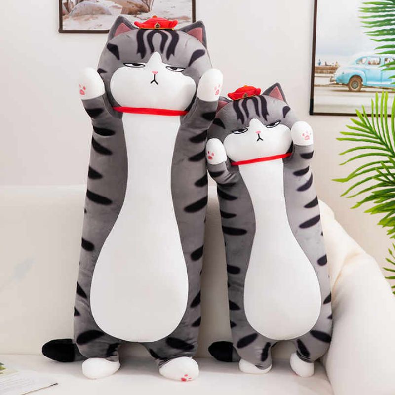 Boneka Lucu Lembut Kucing Hitam Berambut Mainan Anak plush Toys Boneka Laying Furyu Cat Topi GULING 