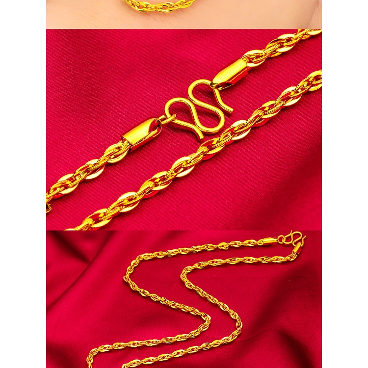 Goldkingdomdom Fashion Perhiasan Aksesoris Ready Stock Pria Dan Wanita Adonan Goreng Memutar Kalung Minimal Lapis Emas Rantai Mewah