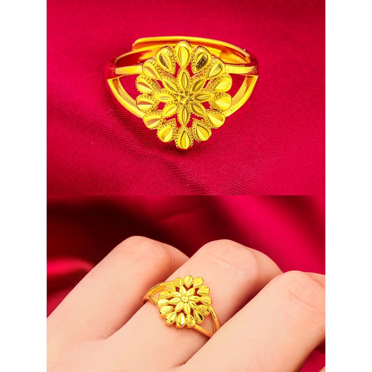 Goldkingdom Aksesoris Perhiasan Fashion Ready Stock Cincin Wanita Baru Yang Dapat Disesuaikan Berlapis Emas Cincin Bunga