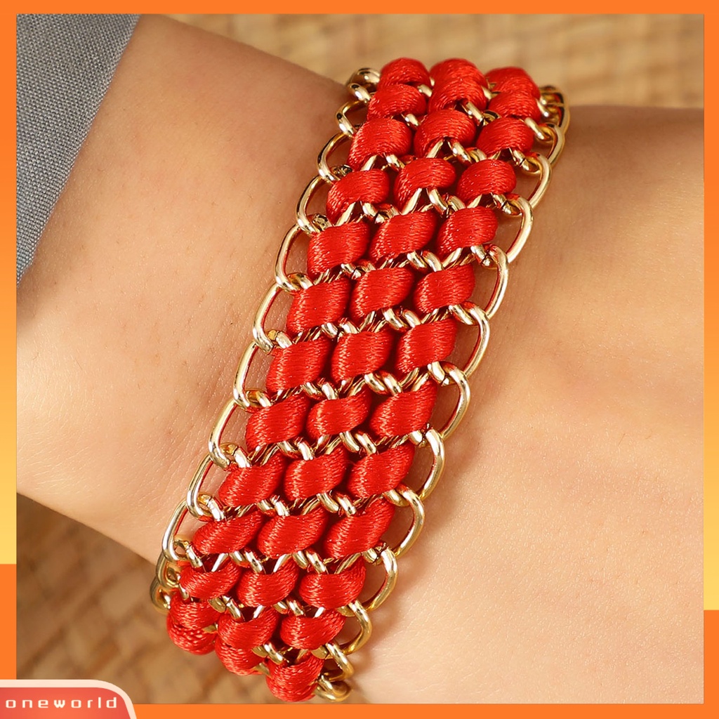 [EONE] Gelang Fashion Desain Kepang Geometris Artistik Merah Gelang Pasangan Untuk Dekorasi