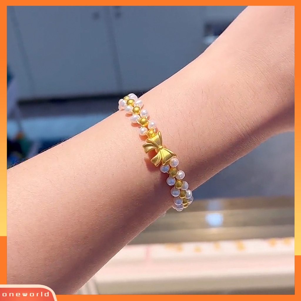 [EONE] Gelang Rantai Kepribadian Handmade Beads Adjustable Ikatan Simpul Mutiara Imitasi Tangan Braided Bracelet Perhiasan Aksesori