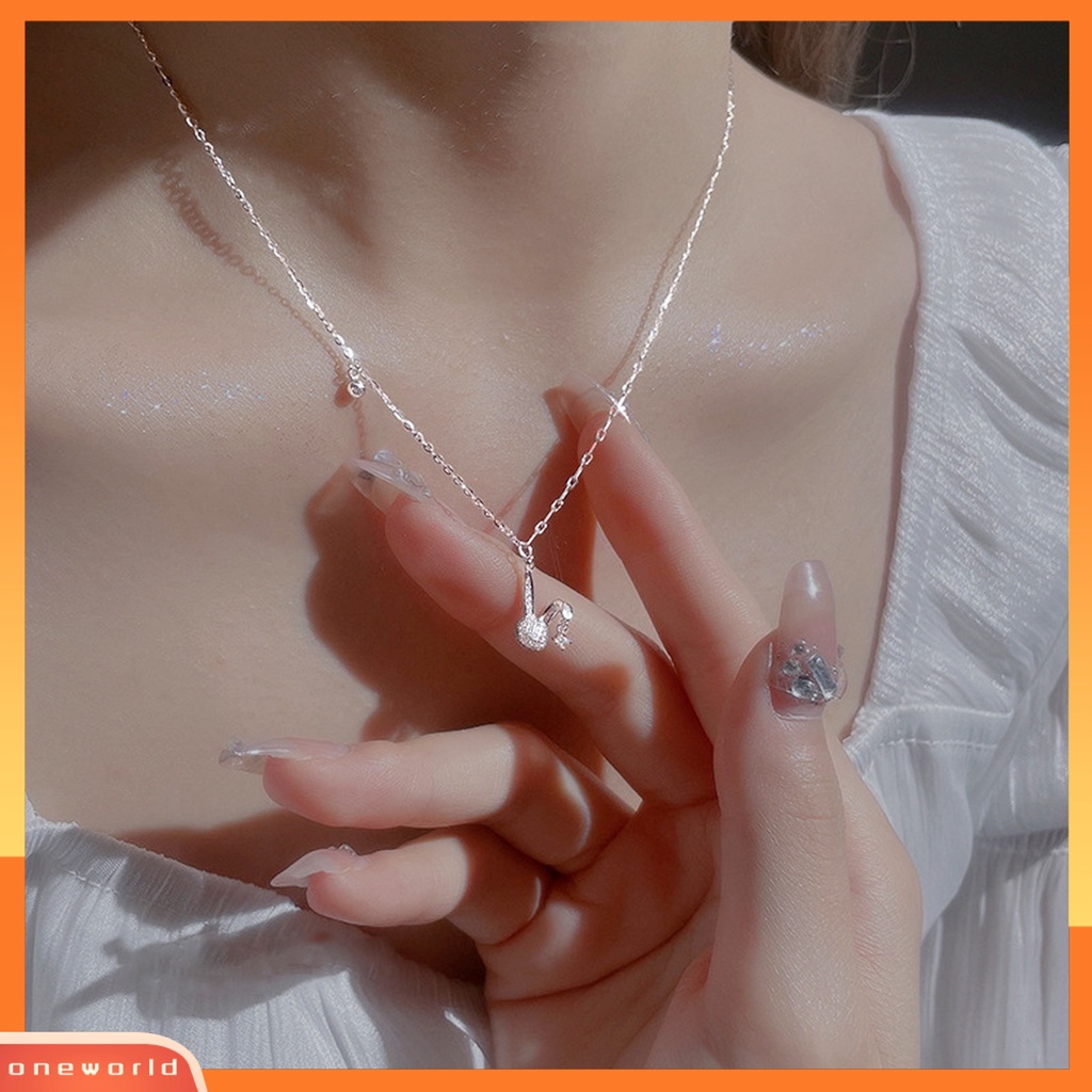 [EONE] Wanita Kalung Lucu High Gloss Hypoallergenic Warna Emas/Perak Link Rantai Hadiah Fashion Perhiasan Zirkon Mengkilap Zodiak Kelinci Liontin Wanita Klavikula Kalung Untuk Pacaran