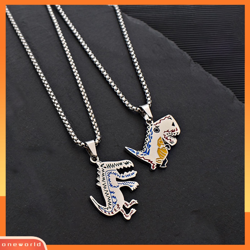 [EONE] Sweater Kalung Geometris Hewan Liontin Electroplating Anti-Karat Leher Ornamen Tahan Luntur Punk Lucu Dinosaurus Rantai Kalung Perhiasan Aksesori