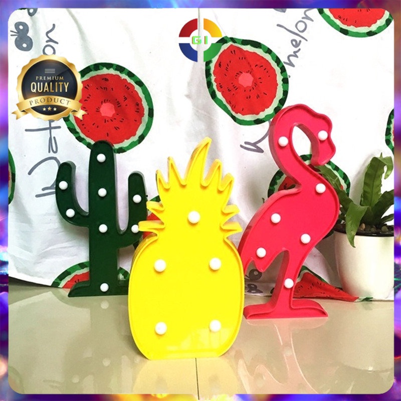 Lampu Meja Hias Marquee LED 3D Fancy Model Warm White Cactus Green