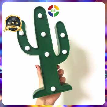 Lampu Meja Hias Marquee LED 3D Fancy Model Warm White Cactus Green