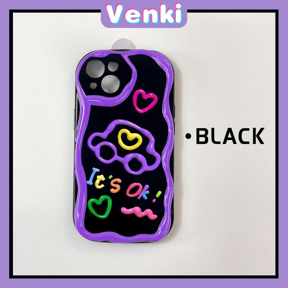 VENKI - For iPhone 11 iPhone Case 3D Curved Edge Wave Glossy Black TPU Airbag Shockproof Camera Cover Purple Car Compatible with iPhone 14 13 Pro max 12 Pro Max xr xs max 7 8Plus