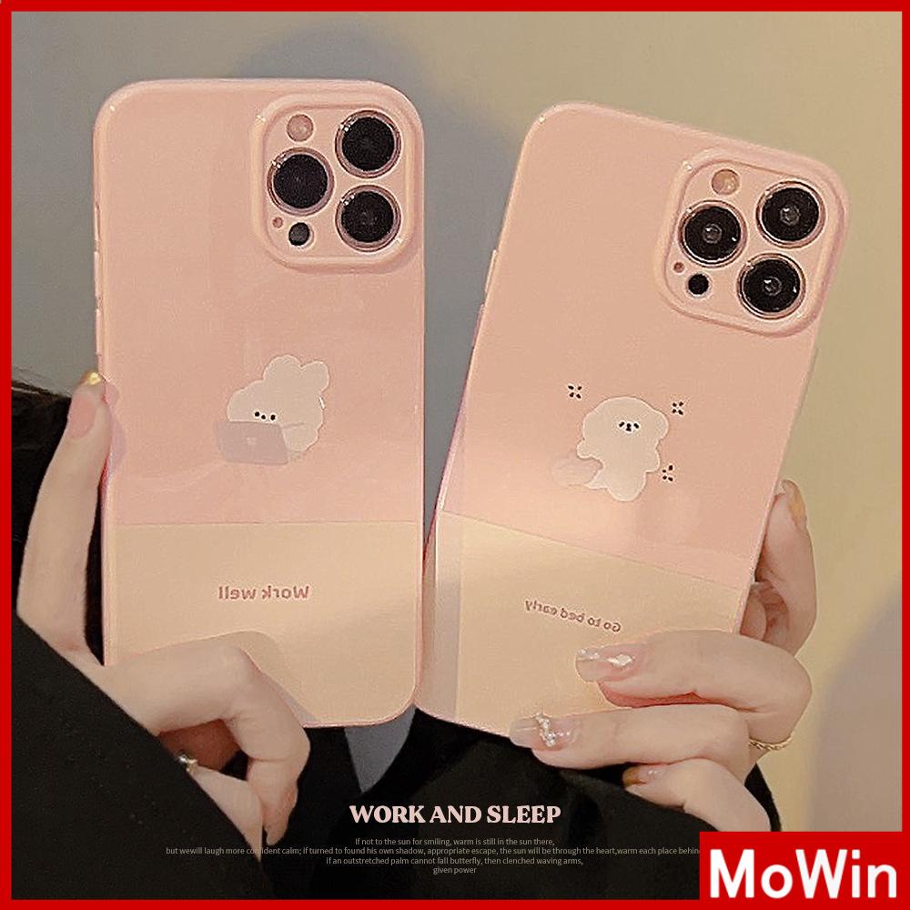 For iPhone 14 Pro Max iPhone Case Pink Glossy TPU Soft Case Shockproof Camera Cover Protection Cute Bear Compatible with iPhone 13 Pro max 12 Pro Max 11 xr xs max 7Plus 8Plus