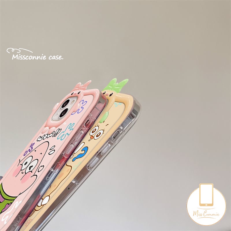IPHONE Case Patrick Star Kartun SpongeBob Lucu Kompatibel Untuk Iphone11 14 13 12 Pro Max X XR 7Plus XS Max8 7 6s 6 Plus SE 2020 3D Ikatan Simpul Little Monster Lens Soft Tpu Couples Cover