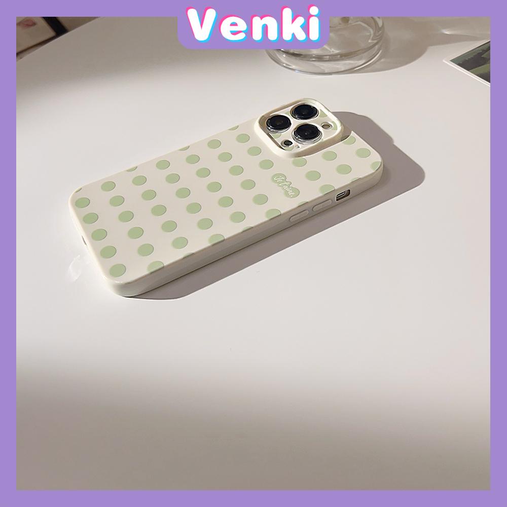 VENKI - For iPhone 11 iPhone Case White Glossy Film TPU Soft Shell Shockproof Phase Case Protection Green Polka Dot Compatible with iPhone 14 13 Pro max 12 Pro Max xr xs max 78Plus