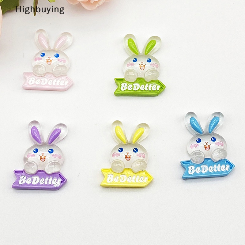 Hbid 5pcs DIY Fluorescence Rabbit Bunny Resin Aksesoris Untuk Bahan Crafg Perhiasan Ch Supply Seni Dekorasi Glory