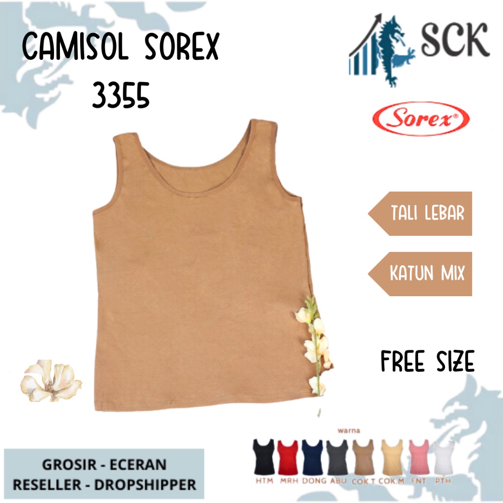 Camisol Tanktop Wanita Sorex 3355 - ATASAN SINGLET / TANKTOP WANITA PANJANG DENGAN TALI BESAR