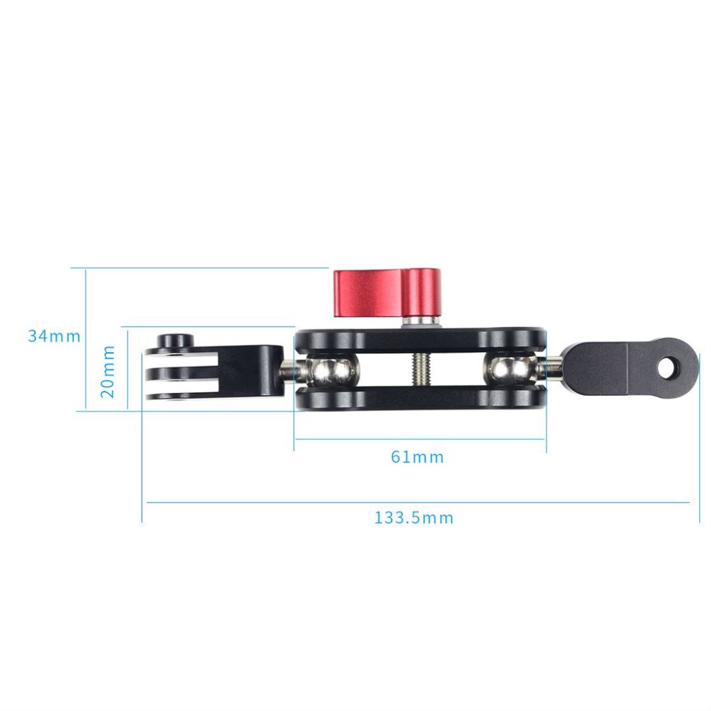 GOPRO Aluminium Alloy Magic Arm Mount Adapter Dual Head Pivot Activity Connector Rotasi360 Untuk Kamera Osmo Action EKEN