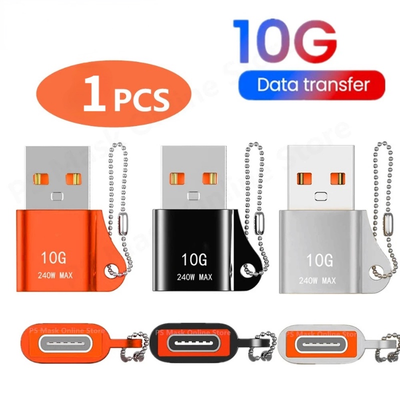 Adaptor Transfer Data USB Ke Tipe C 240W Untuk Xiaomi/10GBS USB3.0 Male To C Female Converter Aksesoris Kantor