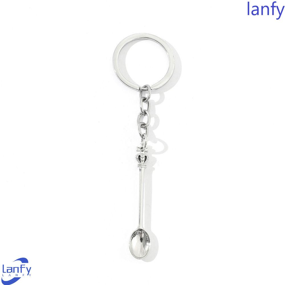 Lanfy Sendok Gantungan Kunci 57x9mm Vintage Liontin Ornamen Perhiasan Hadiah Handmade Craft Metal Key Chain