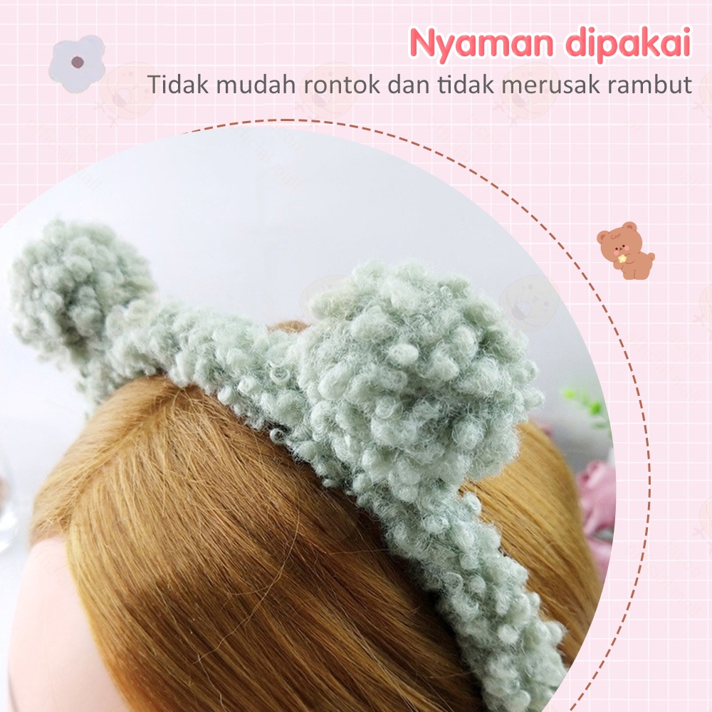 Lacoo Headband bandana bayi anak telinga beruang bear bulu Bando bayi anak import