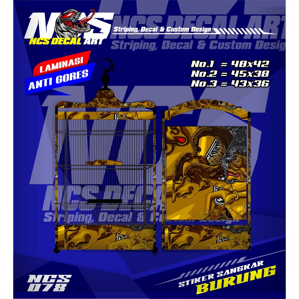 Stiker Decal Kandang/Sangkar Burung Kicau Petarung/WAYANG MBAH SEMAR Kotak - Sangkar Burung Kotak